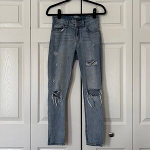 Rewash Low Rise Distressed Jeans in Medium Blue